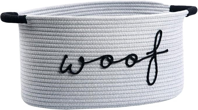 Woof Dog Basket - Cotton Rope Pet Storage Bin With Durable Handles, Large Toy Organizer for Puppi... | Amazon (US)