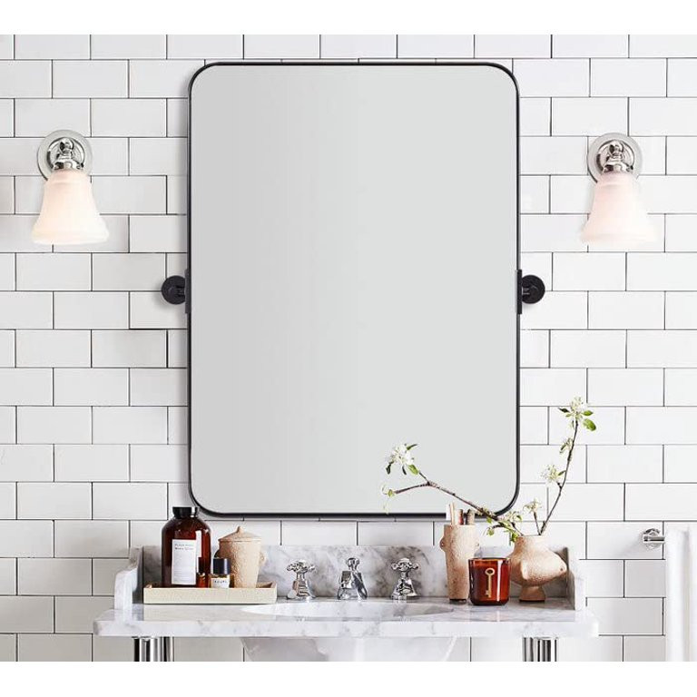 MOON MIRROR 25"x38" Matte Black Pivot Mirror for Bathroom, Metal Frame Bathroom Mirrors for Wall... | Walmart (US)