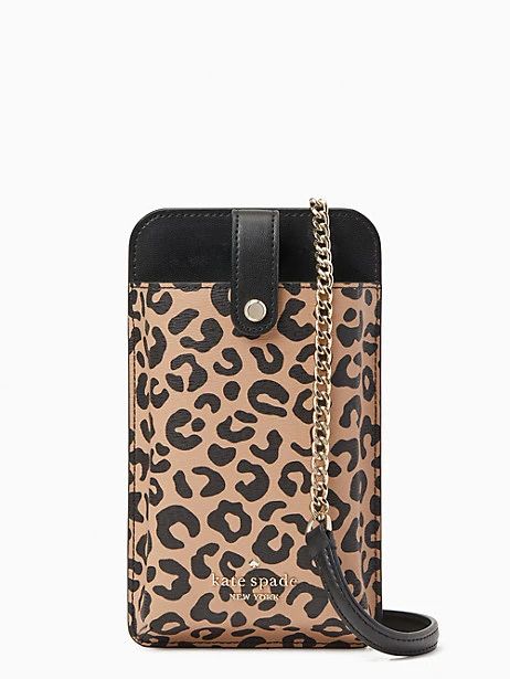 remi graphic leopard colorblock north south tab phone crossbody | Kate Spade Outlet