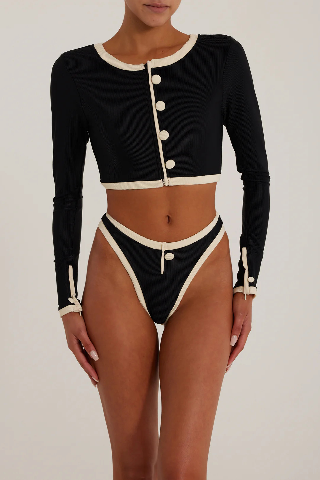 The Grace Rashguard (Ribbed Black/Cream) | SAME