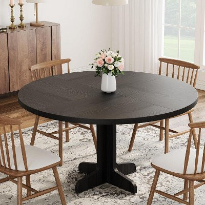Round Dining Table for 4, 47 Inch Farmhouse Kitchen Table with Wood Tabletop and Stable Base, Circle Dinning Room Table(Only Table) | Target