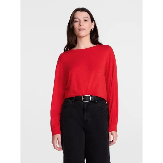Scenario Women's Oversized Tee with Long Sleeves, Sizes XS-XXXL | Walmart (US)