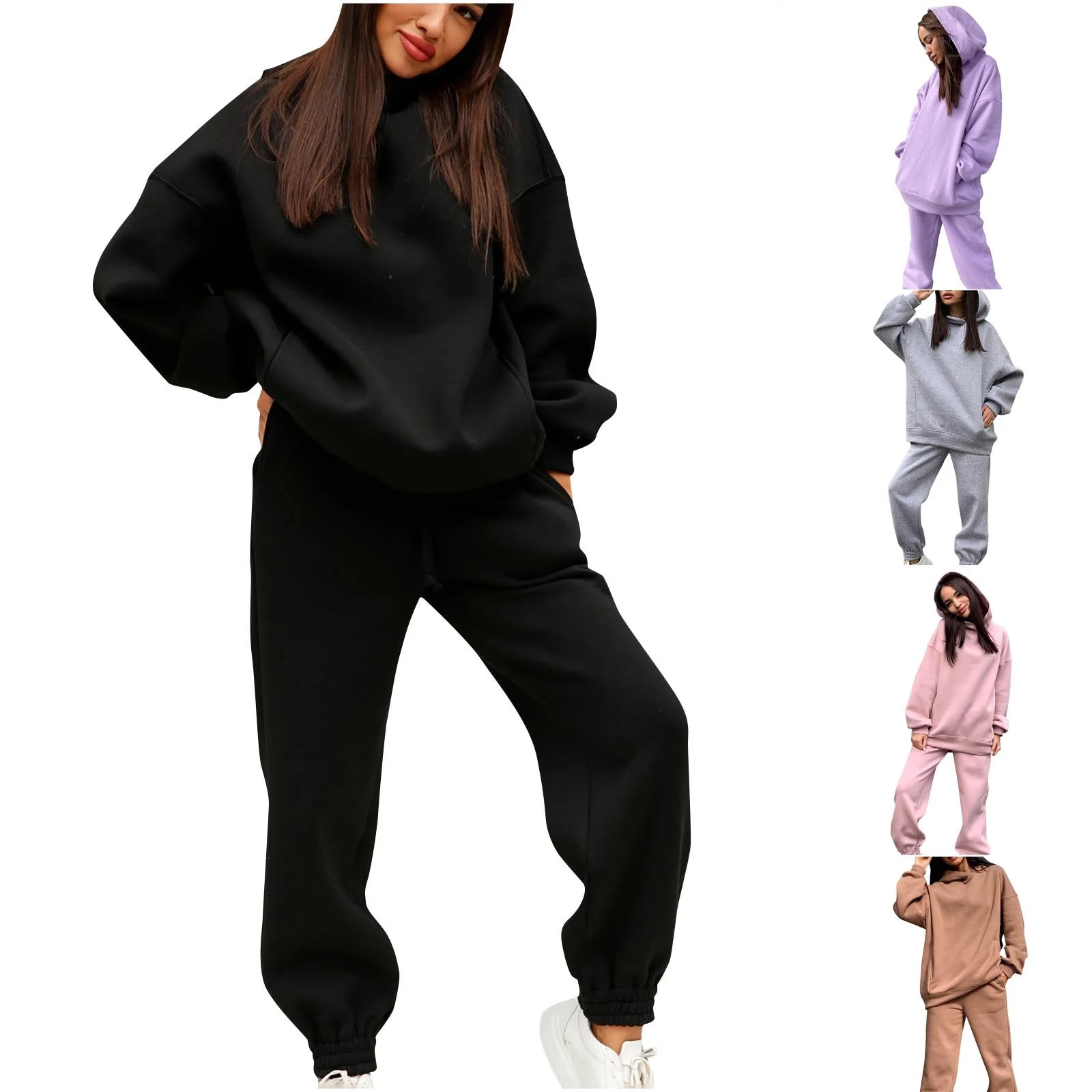 CFLVAEK Fall Winter Sweatsuits Women Two Piece Outfit Sets Oversized Long Sleeve Hooded Sweatshir... | Walmart (US)