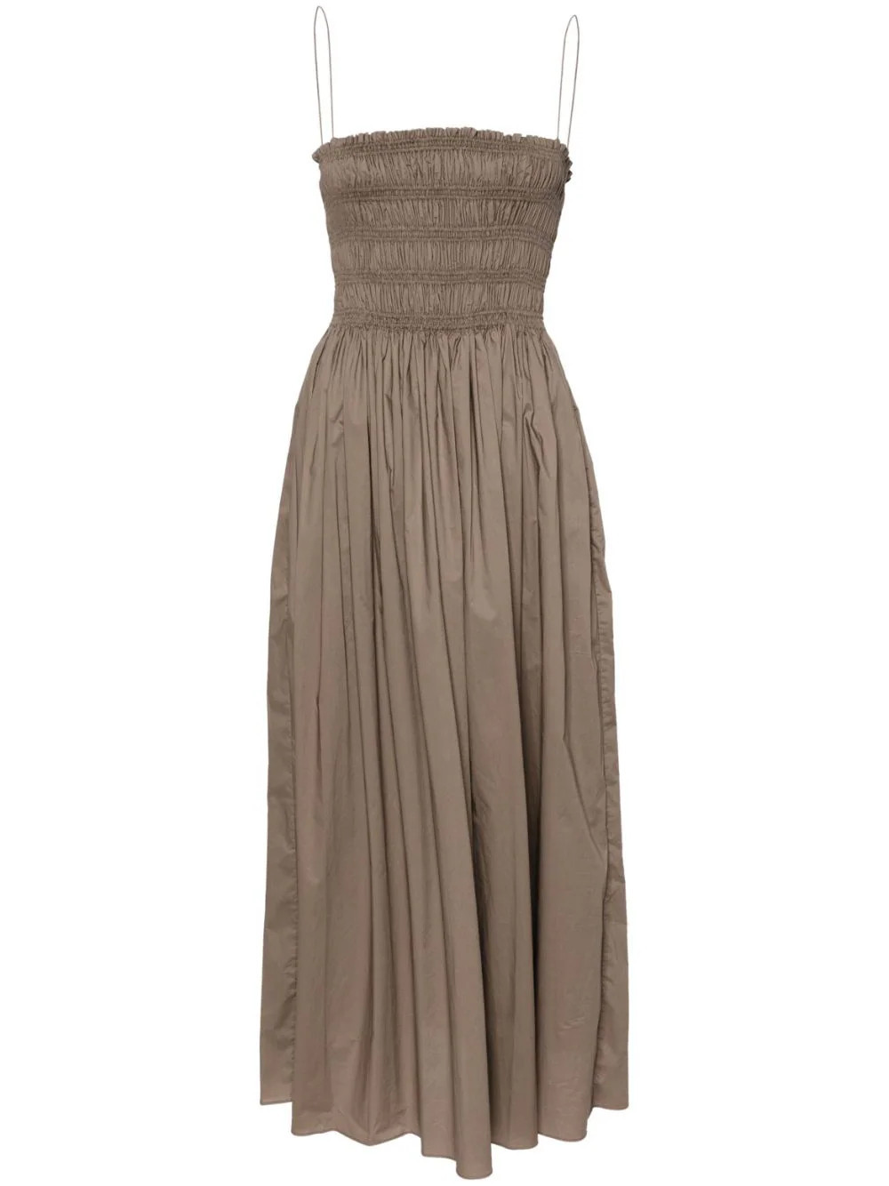 Matteau shirred-panel poplin midi dress - Neutrals | Farfetch Global