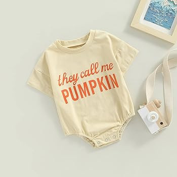 MoZiKQin Baby Boy Girl Halloween Outfit They Call Me Pumpkin Oversized Romper Onesie Shirt Cute B... | Amazon (US)