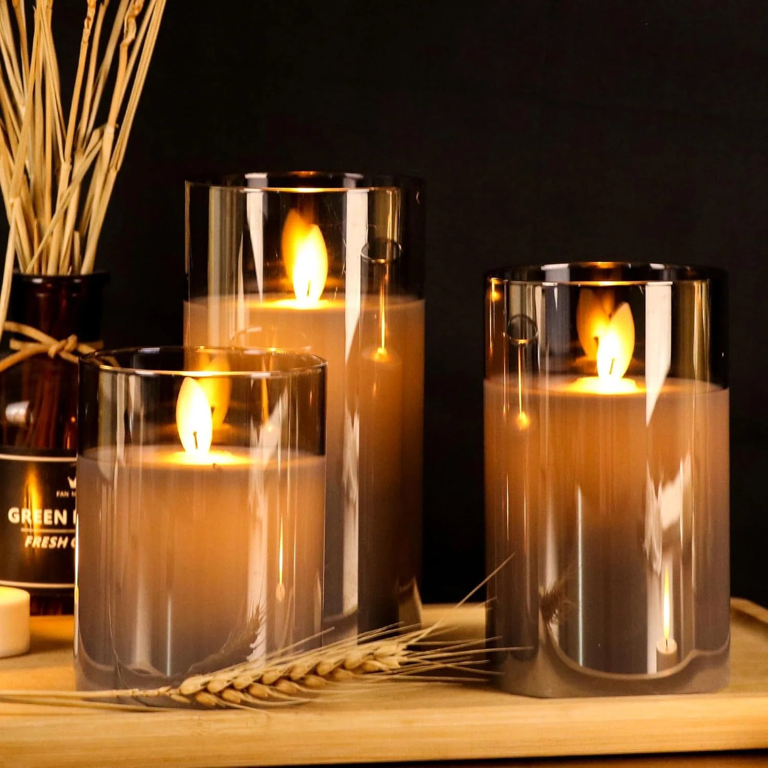 3-pack Moving Gray Led Flameless Candles With Remote & Timer | Wayfair North America
