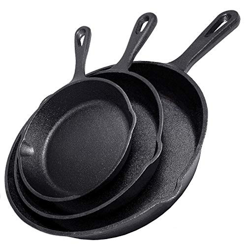 Simple Chef Cast Iron Skillet 3-Piece Set - Best Heavy-Duty Professional Restaurant Chef Quality Pre | Amazon (US)