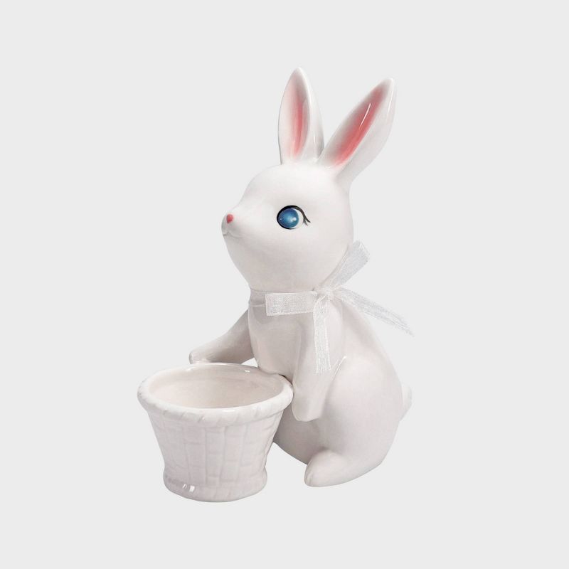 6.5" Ceramic Easter Bunny Decorative Figurine with Basket - Spritz™ | Target