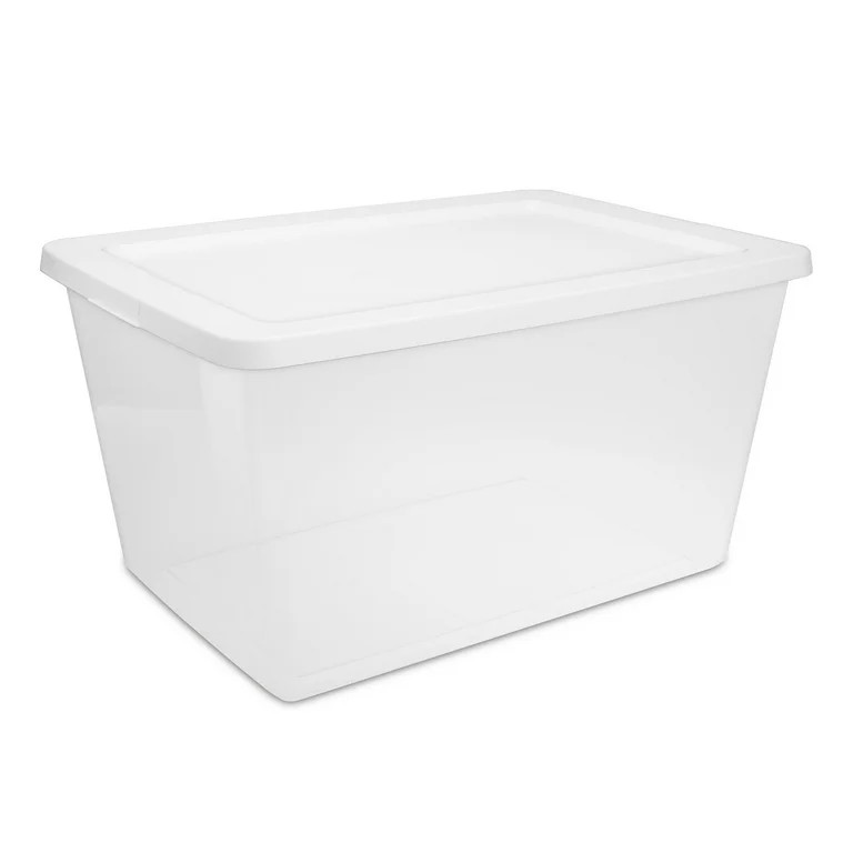 Sterilite, 58 Quart Clear Storage Bin, Snap-on Lid Storage Container, with White Lid | Walmart (US)