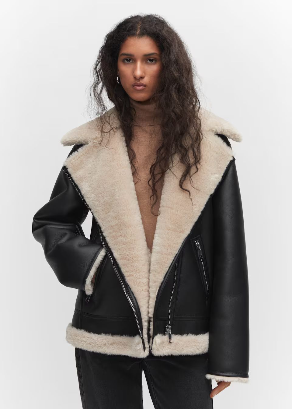 Faux shearling-lined jacket -  Women | Mango USA | MANGO (US)