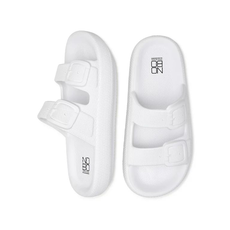 No Boundaries Juniors’ Double Buckle Comfort Slide Sandals | Walmart (US)