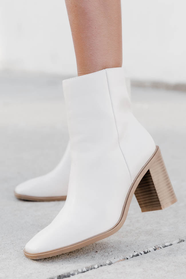 Lyla Cream Classic Square Toe Bootie | Pink Lily