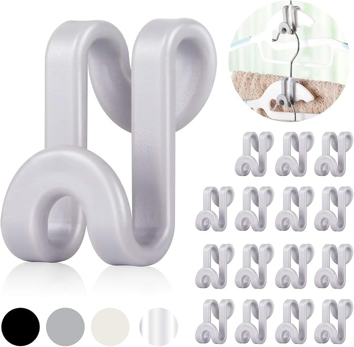 60 Pcs Space Saving Hanger Connector Hooks for Closet Organizer, Gray | Amazon (US)