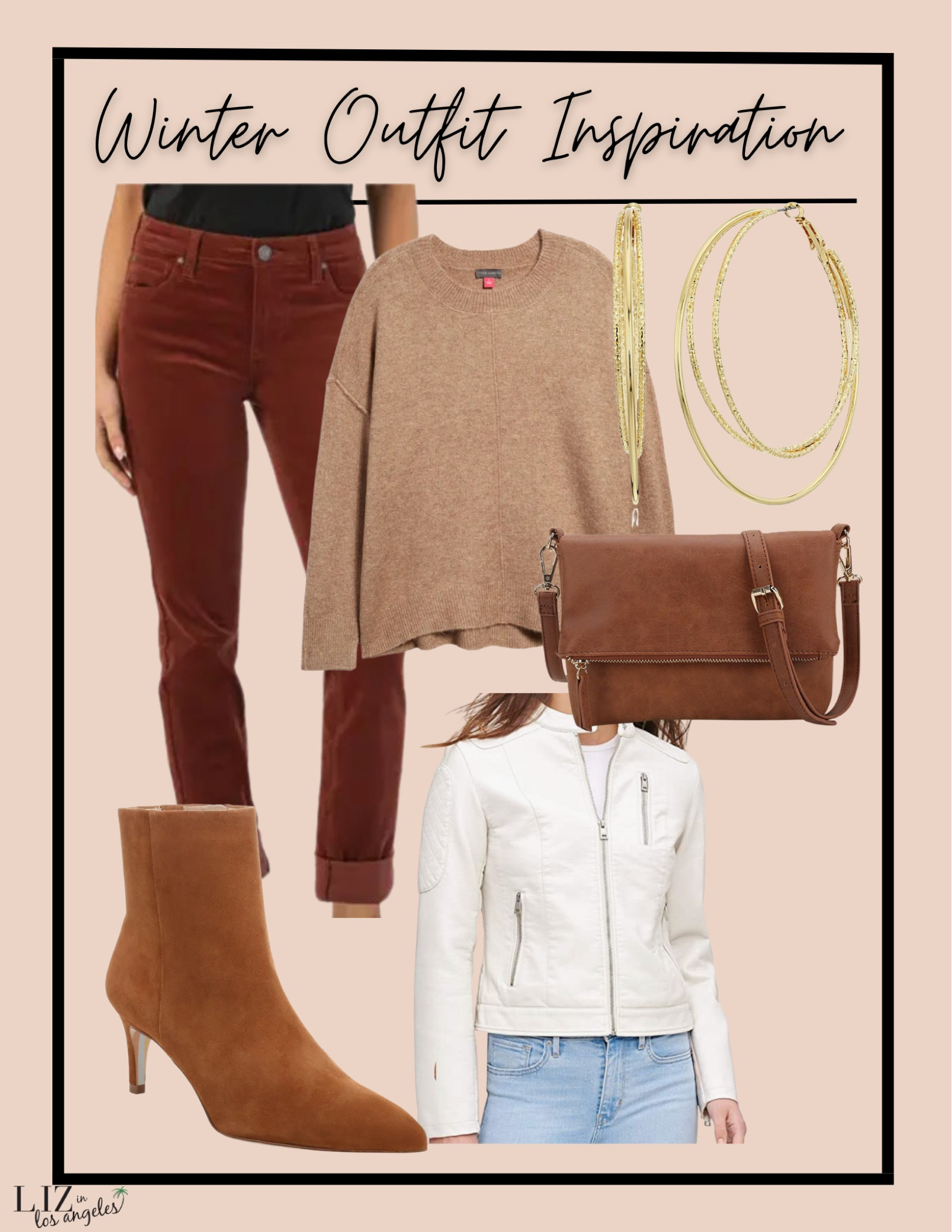 This winter these are some of my favorite layering pieces. I love a faux leather jacket, corduroy pants and winter booties. I love a white leather jacket for a winter look

#LTKFind #LTKstyletip #LTKSeasonal
