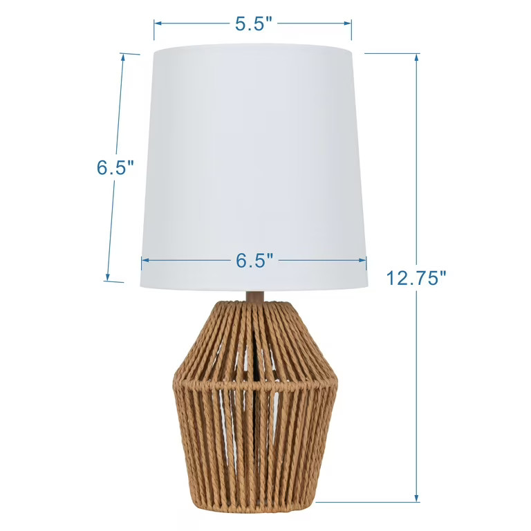 Mainstays 12.75" Rope Mini Lamp, Brown, 5.75 x 6.5 x 6.5" Lamp Shade | Walmart (US)