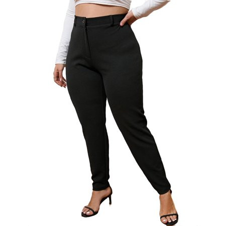 Casual Solid Skinny Black Plus Size Pants (Women s Plus) | Walmart (US)