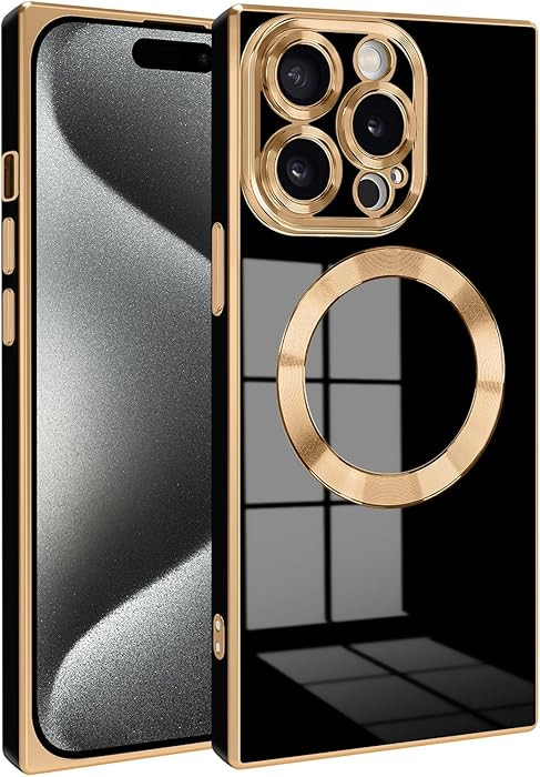 Magnetic for iPhone 15 Pro Max Case Compatible with Magsafe, Scartchproof Plated Soft TPU with Fu... | Amazon (US)