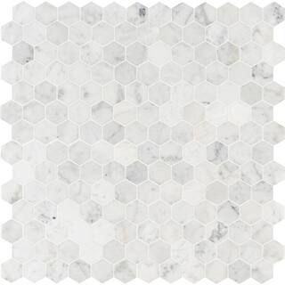 MSI Carrara White Hexagon 12 in. x 12 in. x 8mm Honed Marble Mesh Mounted Mosaic Tile (9.8 sq. ft... | The Home Depot