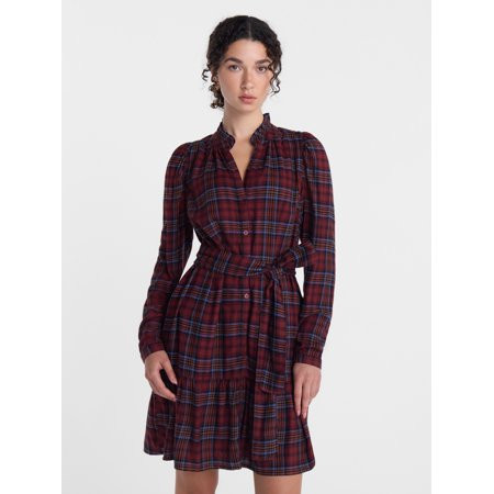 Scenario Women's Drop Waist Mini Dress with Long Sleeves, Sizes XS-XXXL | Walmart (US)