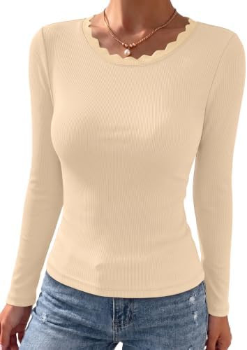 Long Sleeve Shirts for Women Fall Clothes Trendy Womens Tops Cute | Amazon (US)