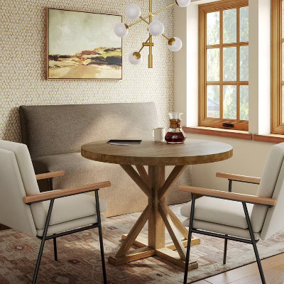 57" Jean Slipcovered Dining Banquette in Performance Textured Weave Driftwood - Threshold™ | Target