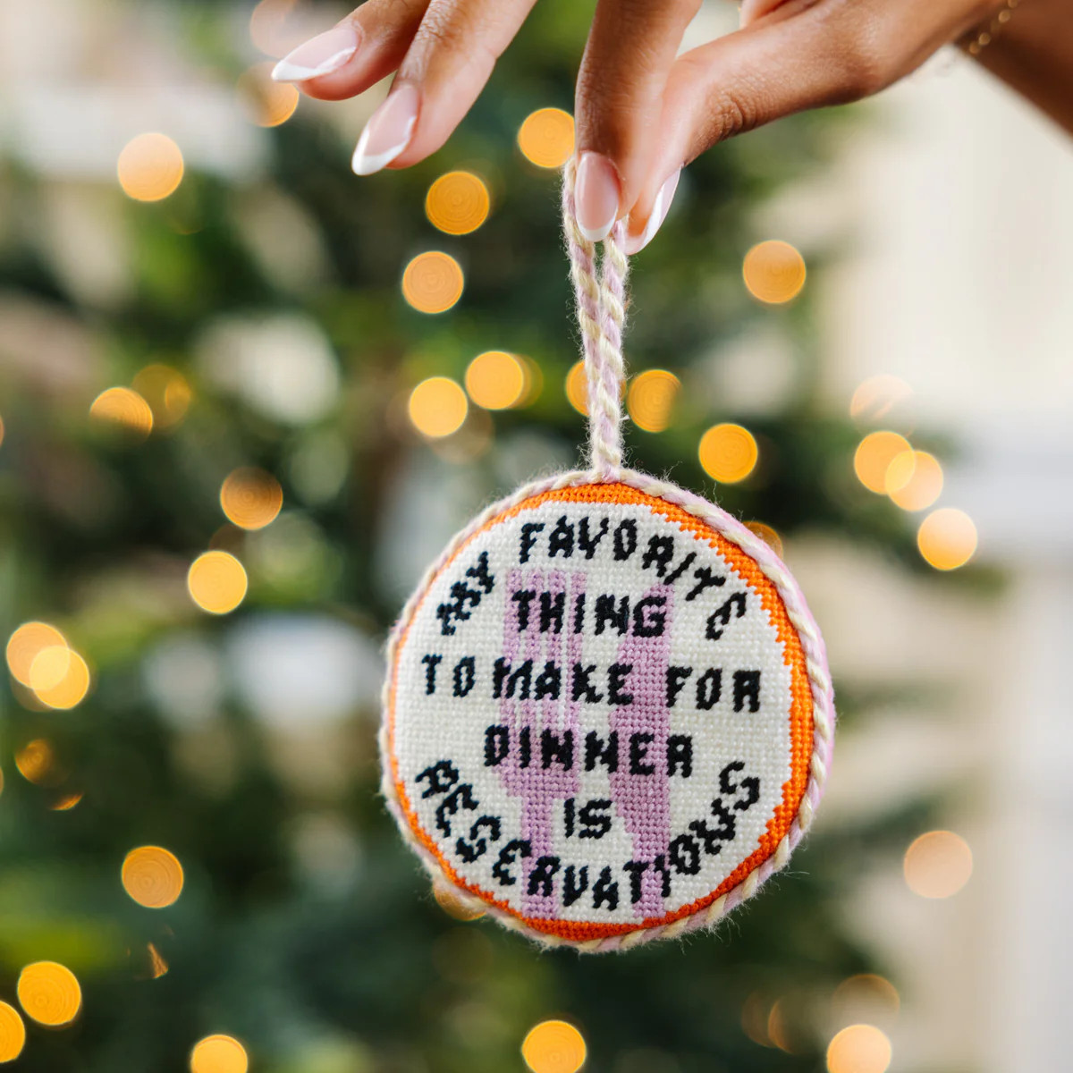 Needlepoint Ornament - Reservations | Furbish Studio