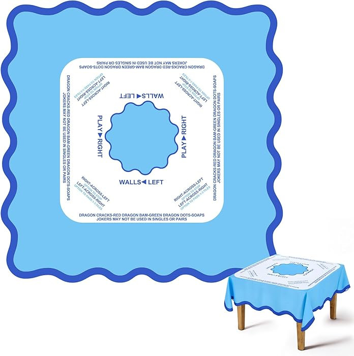 Scalloped Mahjong Tablecloth 55 x 55 Inches Square Tablecloth Polyester Game Table Cover for Mahj... | Amazon (US)