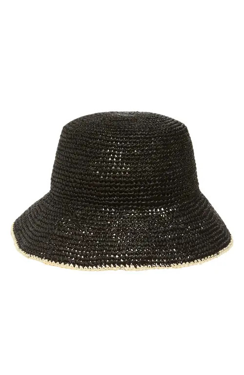 LSPACE Isadora Straw Bucket Hat in Black/cream at Nordstrom | Nordstrom