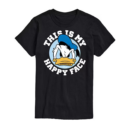 Mens Crew Neck Short Sleeve Regular Fit Donald Duck Big and Tall Graphic T-Shirt, Large Tall, Black | JCPenney