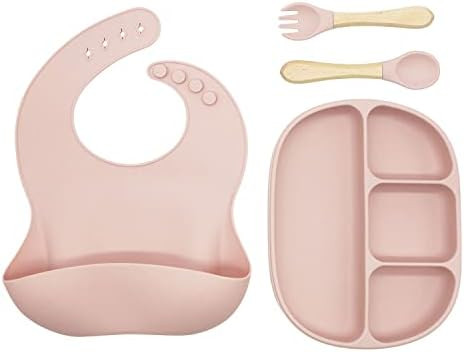 Ginbear Baby Eating Supplies, Silicone Plates for Baby with Suction, Silicone Baby Bibs, Baby Led... | Amazon (US)