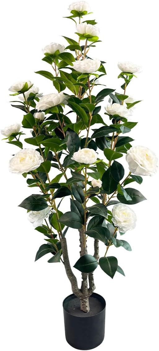 3.4ft Artificial Camellia Tree | White Flowers & Green Leaves | Indoor Outdoor Decor, No Maintena... | Amazon (US)
