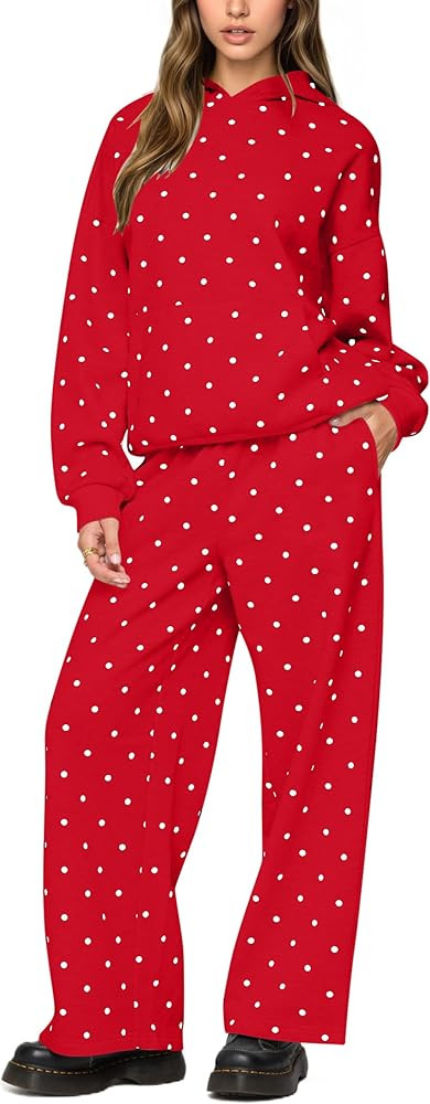 Polka Dot Hoodie and Sweatpants Set for Women | Amazon (US)