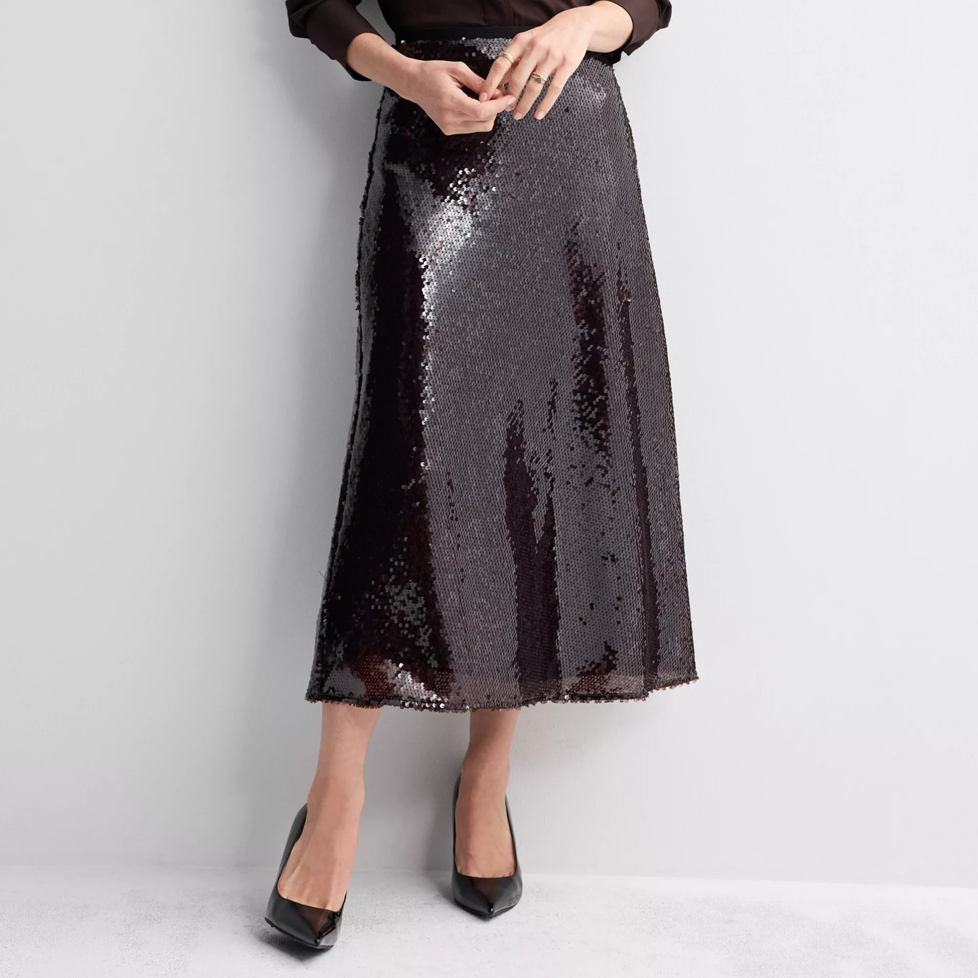 Women's Nine West Midi Sequin Skirt, Size: Small, Brown Brown | Kohl's