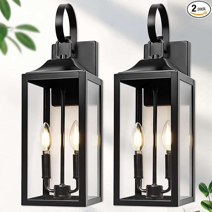 19" Large Outdoor Wall Lights - Black Outside Wall Mounted Light Fixture, Exterior Lighting Fixtu... | Amazon (US)