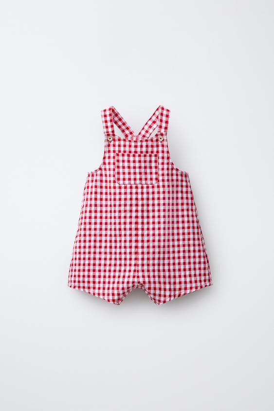GINGHAM CHECK OVERALL SHORTS | Zara US