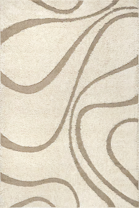 Cream Shaggy Curves 10' x 13' Area Rug | Rugs USA