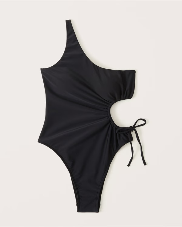 Asymmetrical One-Shoulder Cutout One-Piece Swimsuit | Abercrombie & Fitch (US)