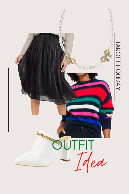 Target holiday outfit idea with midi skirt, white mules

Christmas outfit 
Holiday party outfit 

#LTKSeasonal #LTKHoliday #LTKstyletip
