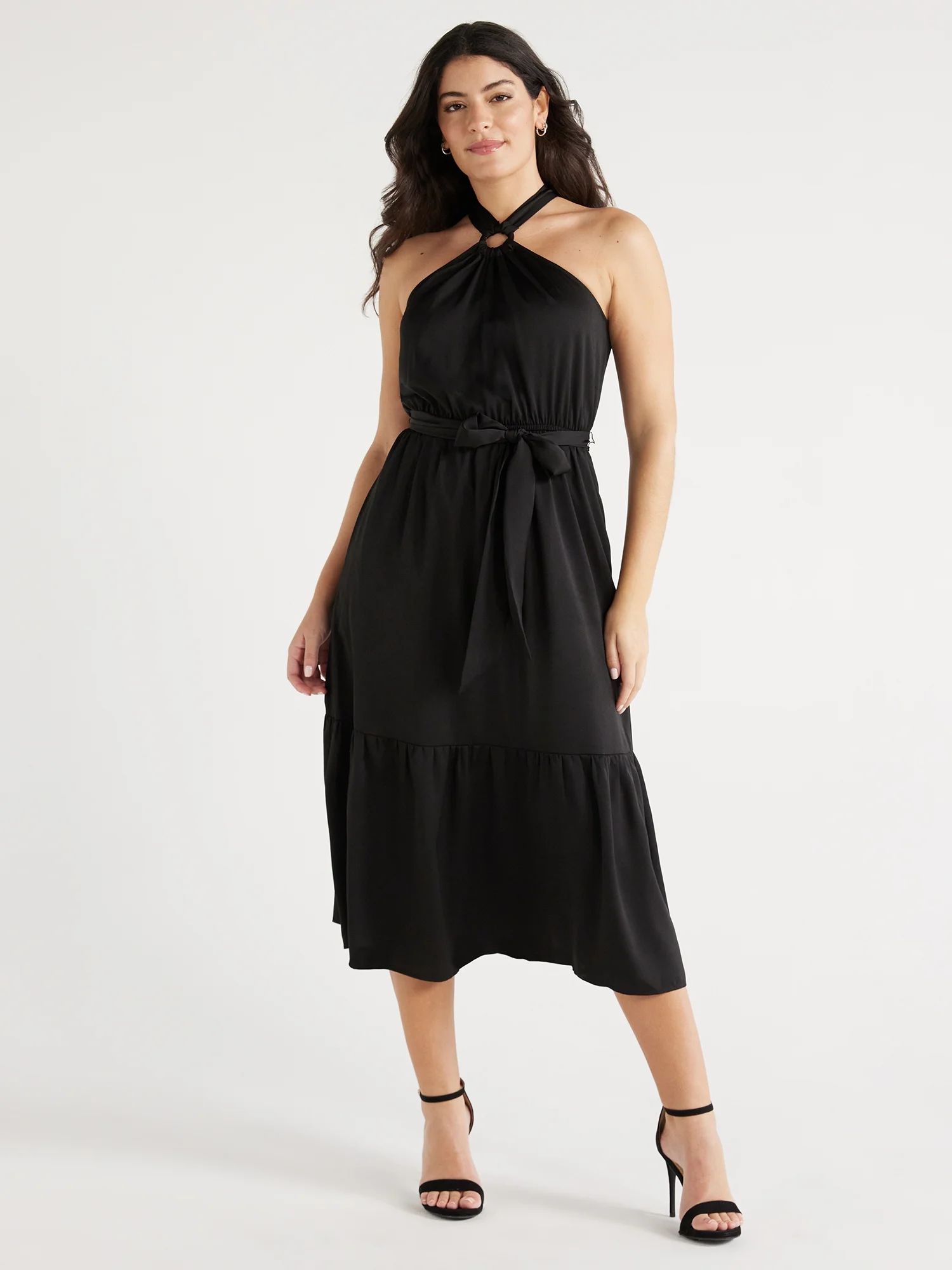 Sofia Jeans Women's O-Ring Halter Dress, Mid Calf Length, Sizes XS-XXXL | Walmart (US)