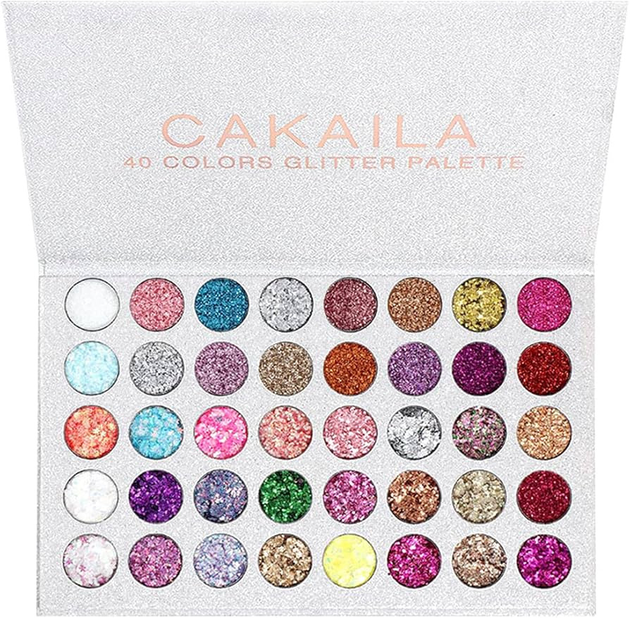 evpct CAKAILA Glitter Colorful Sparkly Eyeshadow Palette For Eye Makeup White Silver Glue Gel Fac... | Amazon (US)