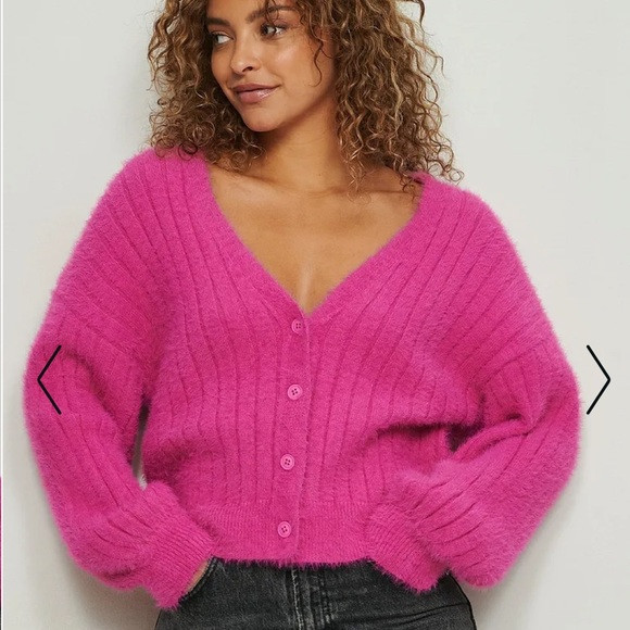NAKD Knitted Ribbed Fuzzy Cardigan | Poshmark