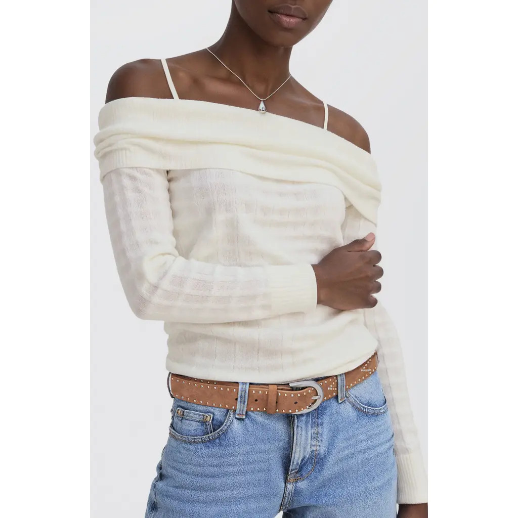 MANGO TEEN Off the Shoulder Sweater in White at Nordstrom, Size Small | Nordstrom