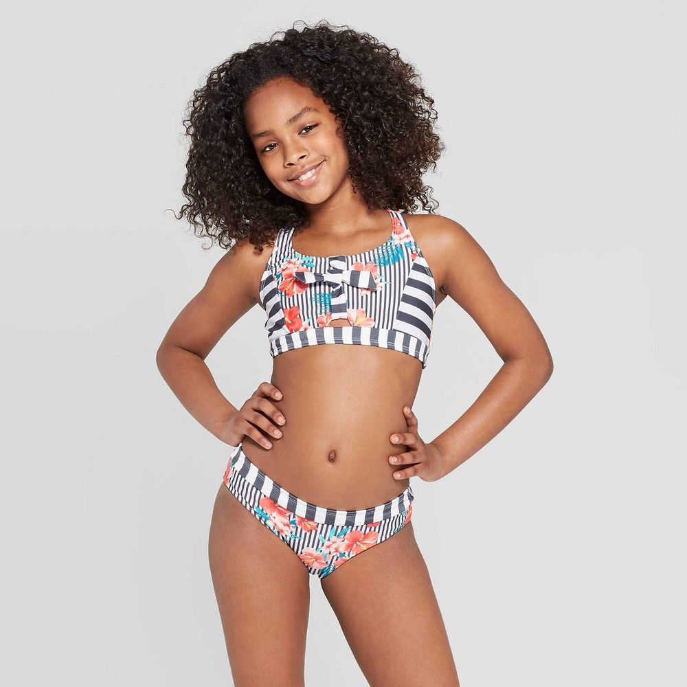 Girls' Hermosa Beach'n Bikini Set - art class Charcoal XXL, Girl's, Grey | Target