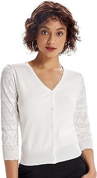 GRACE KARIN Women's Cardigans Shrugs for Dresses 3/4 Sleeve V Neck Button Down Sweaters | Amazon (US)