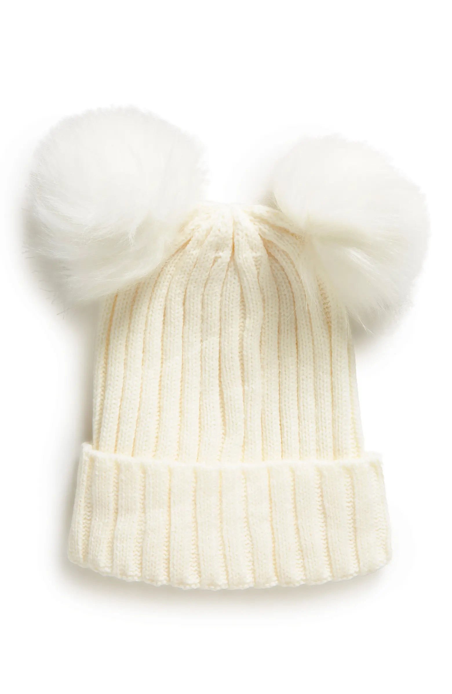 Ruby & Ry Kids' Two Faux Fur Pompom Beanie | Nordstrom | Nordstrom