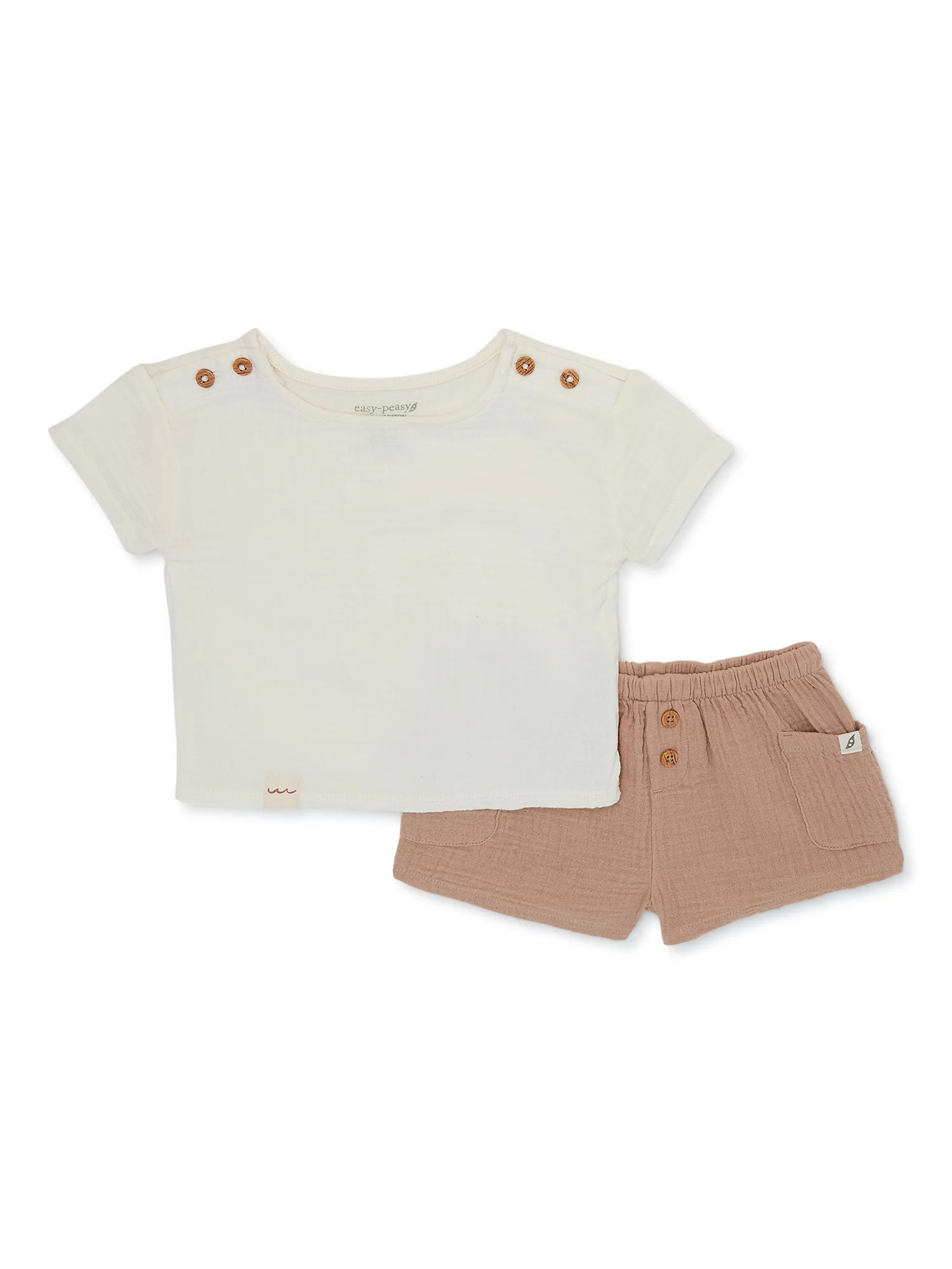 easy-peasy Baby Short Sleeve Tee and Shorts Outfit Set, 2-Piece, Sizes 0M-24M | Walmart (US)