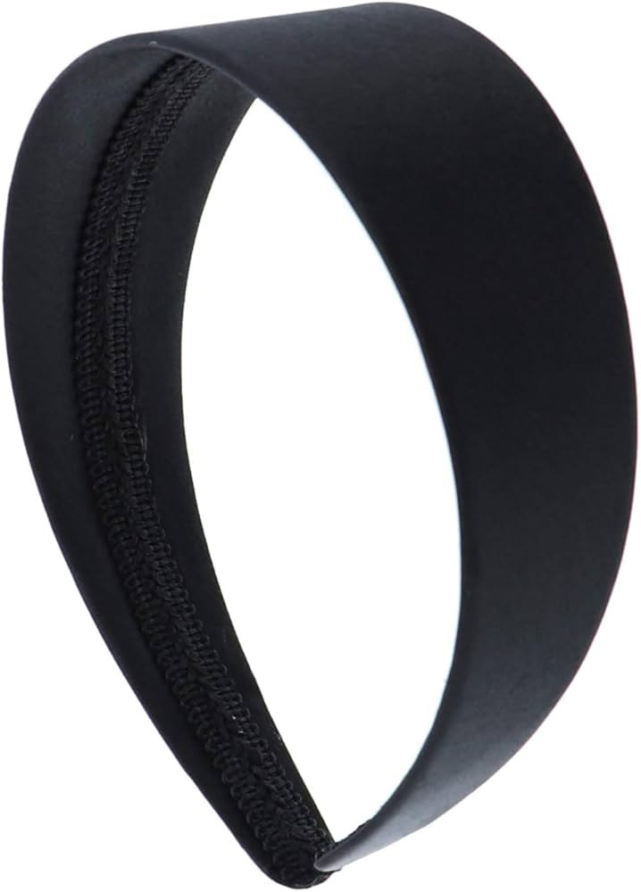 Motique Accessories Black 2 Inch Wide Satin Hard Headband with No Teeth Head band for Women and G... | Amazon (US)