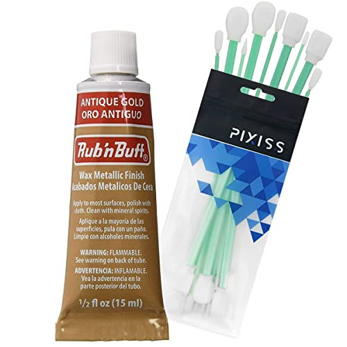 Rub n Buff Wax Metallic Antique Gold, Rub and Buff Finish, 0.5-Fluid Ounce, Pixiss Blending and Application Tools for Applying Metallic Wax Paint | Amazon (US)