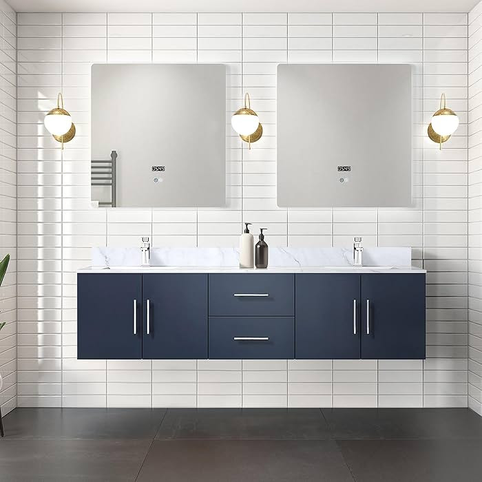 Sonoma 72 in. x 22 in. D Navy Blue Double Bath Vanity and Carrara Marble Top | Amazon (US)