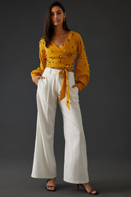 Maeve Long-Sleeve Wrap Top | Anthropologie (US)